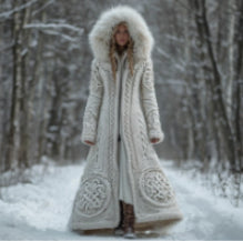 Retro Print SpringFall Mens 3D Digital-Print Loose Hooded Sweater Cardigan Coat