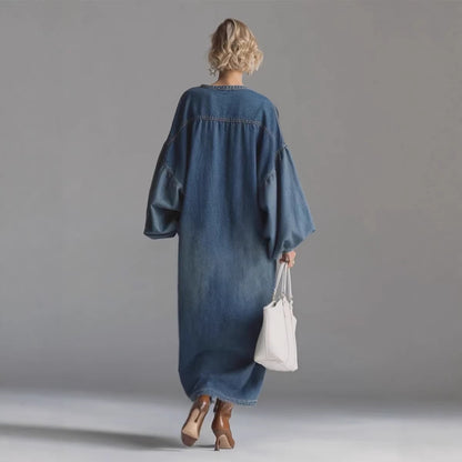 Stand-up Collar Mid-length Denim Skirt For Women Spring Season