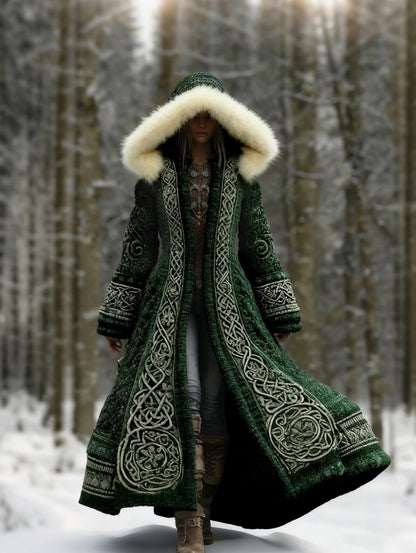 Retro Print SpringFall Mens 3D Digital-Print Loose Hooded Sweater Cardigan Coat