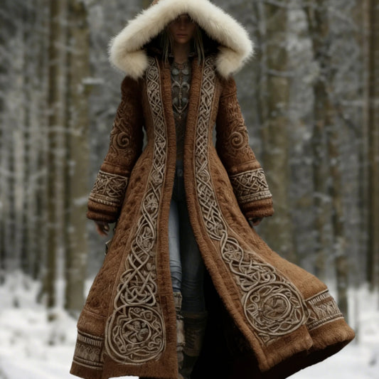 Retro Print SpringFall Mens 3D Digital-Print Loose Hooded Sweater Cardigan Coat