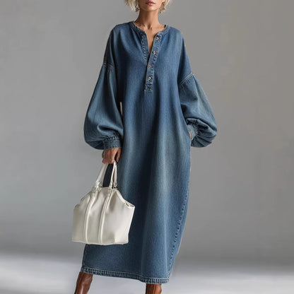 Stand-up Collar Mid-length Denim Skirt For Women Spring Season